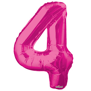 Шар фольгированный с гелием в виде цифры 4 розовый, 91 см