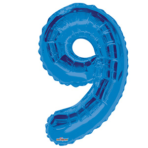 Шар фольгированный с гелием в виде цифры 9 синий, 91 см