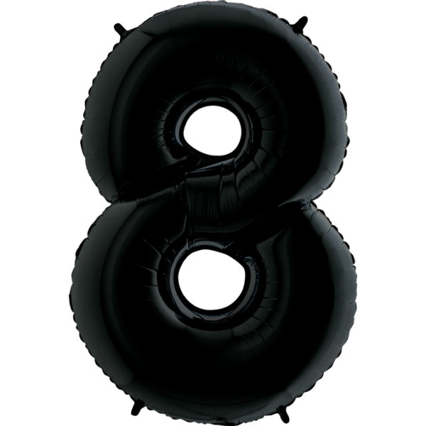 Воздушный шар с гелием (40»/102 см) Цифра, 8, Черный