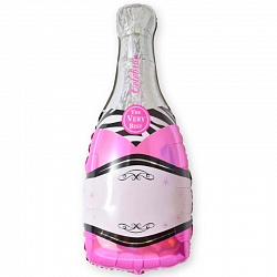 Шар с гелием (37»/94 см) Фигура, Бутылка шампанского, Розовый