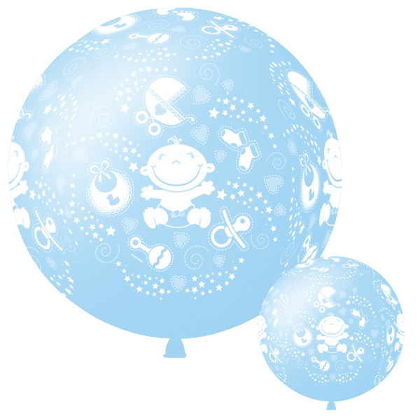 Шар с гелием 36/91см Декоратор SKY BLUE (шелк) 6 ст. рис С Днем Рождения Малыш