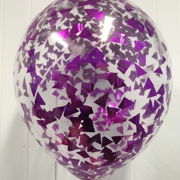 Воздушный шарик с фуше конфетти наполнен гелием 12″(30 см)