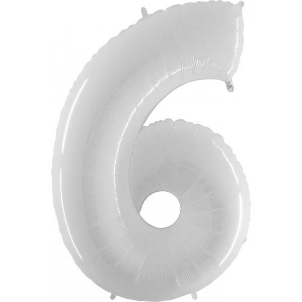 Шар с гелием (40″/102см) Цифра 6 Белый