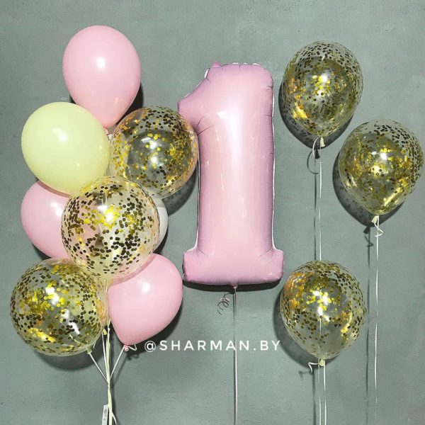Композиция из воздушных шаров «Ее первый День рождения»